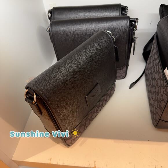 NWT COACH Sprint Map Bag 25 Signature Jacquard CE534 CHARCOAL/BLACK - Picture 2 of 6